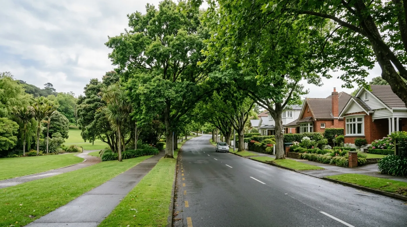 Homes and streets in Greenlane, Auckland